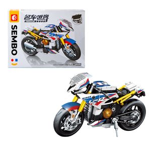 Sembo White Racing Sport Motorcycle (238 Pieces) 17.6cm Long